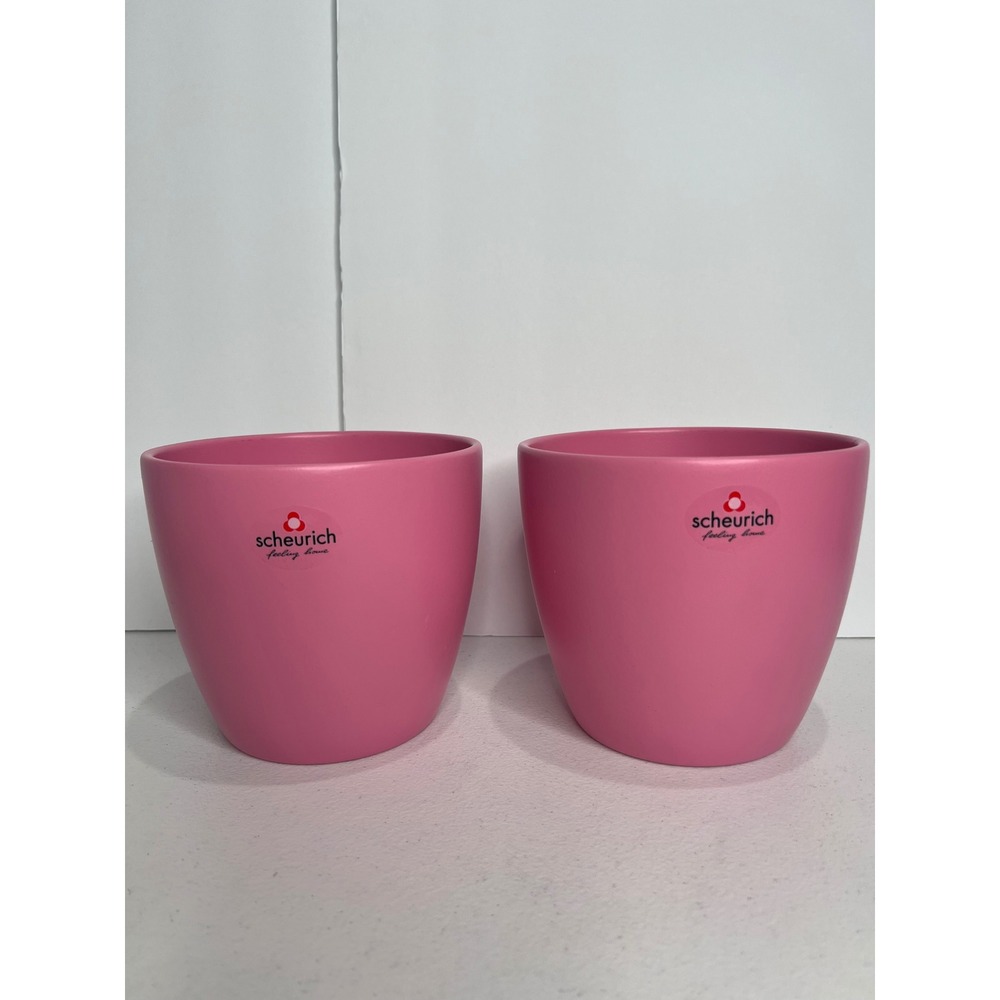 Scheurich Made In Germany 920-14 x2 Planter Plant Pot Light Pink VTG 90s 5" EUC‎